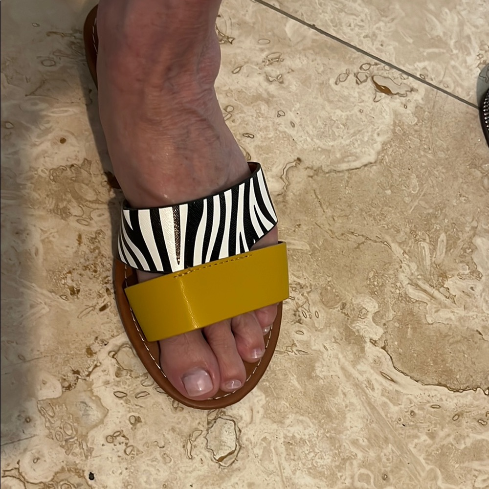 Yellow and Black Zebra Print Sandals with Open Toe
